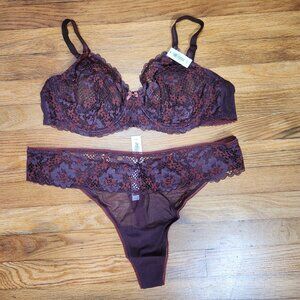 NWT Cinthia Unlined Plus Bra & Cheeky Panty Set, Size 42C/panty 2x